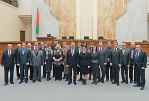 Делегация Верхнедвинского района с председателем Палаты представителей Национального собрания Республики Беларусь В. П. Андрейченко.