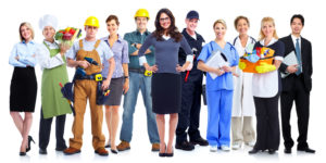 Group of employee people. Business team isolated on white background.